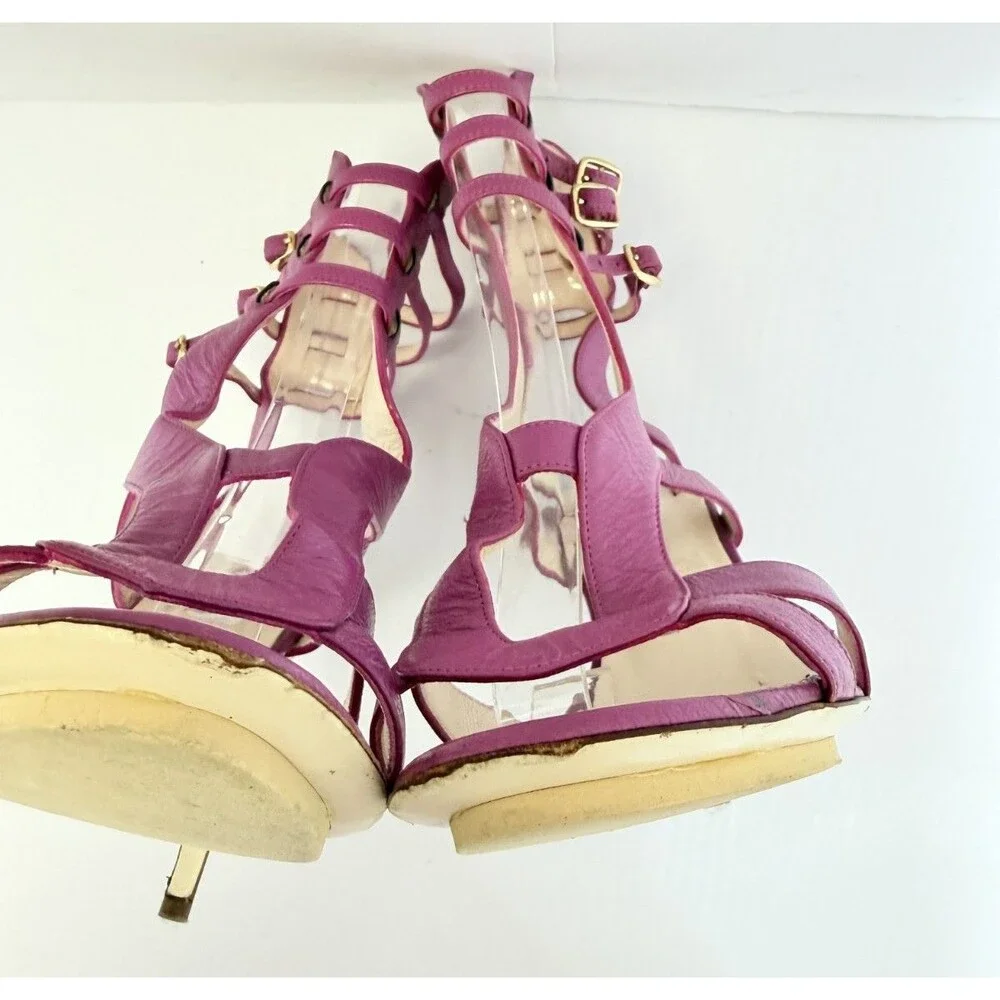 BURAK UYAN Women's Magenda Leather Caged Sandals Heels Sz 37/US 7 MSRP $ 980